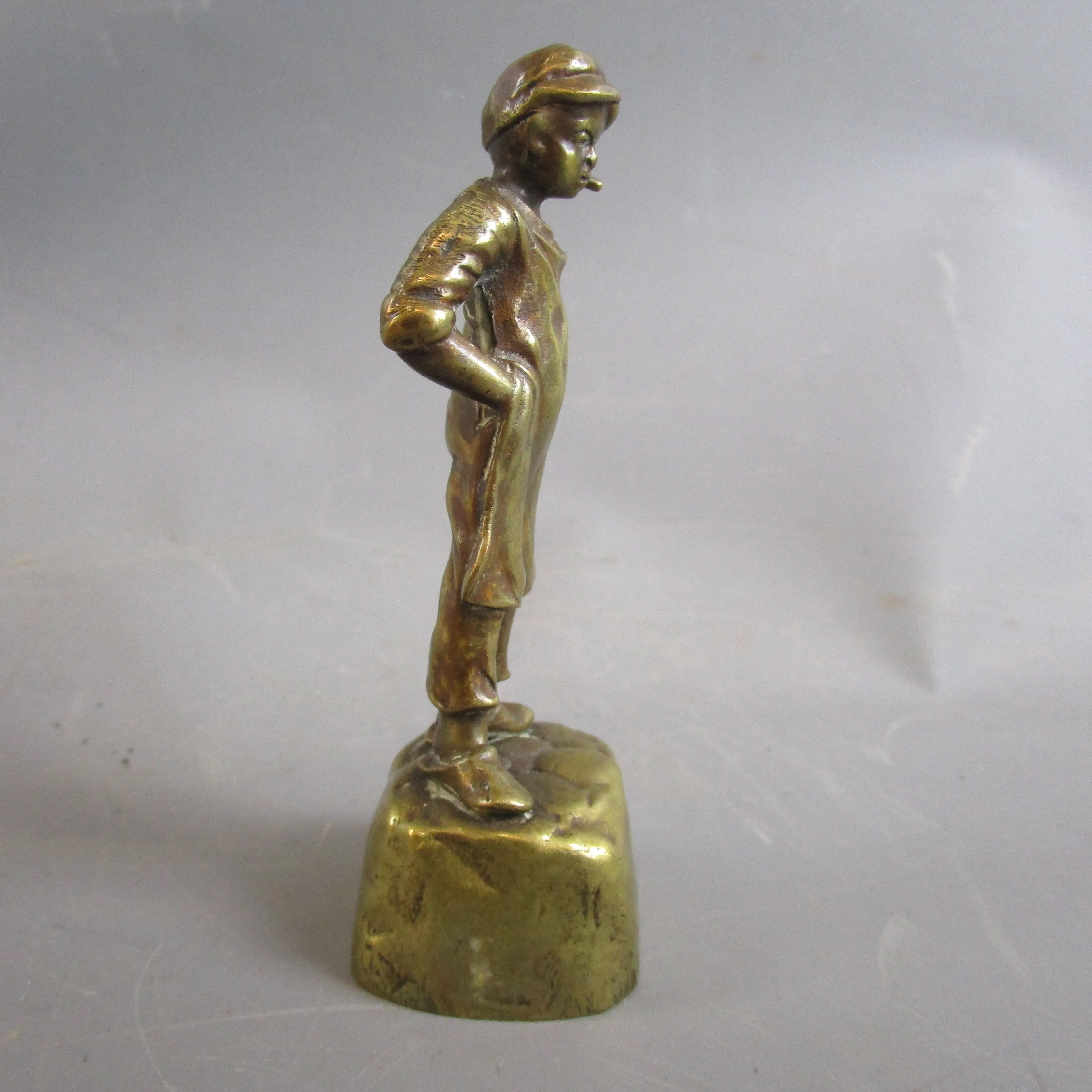 19th Century Bronze Apprentice Boy Smoking Antique Victorian c1840