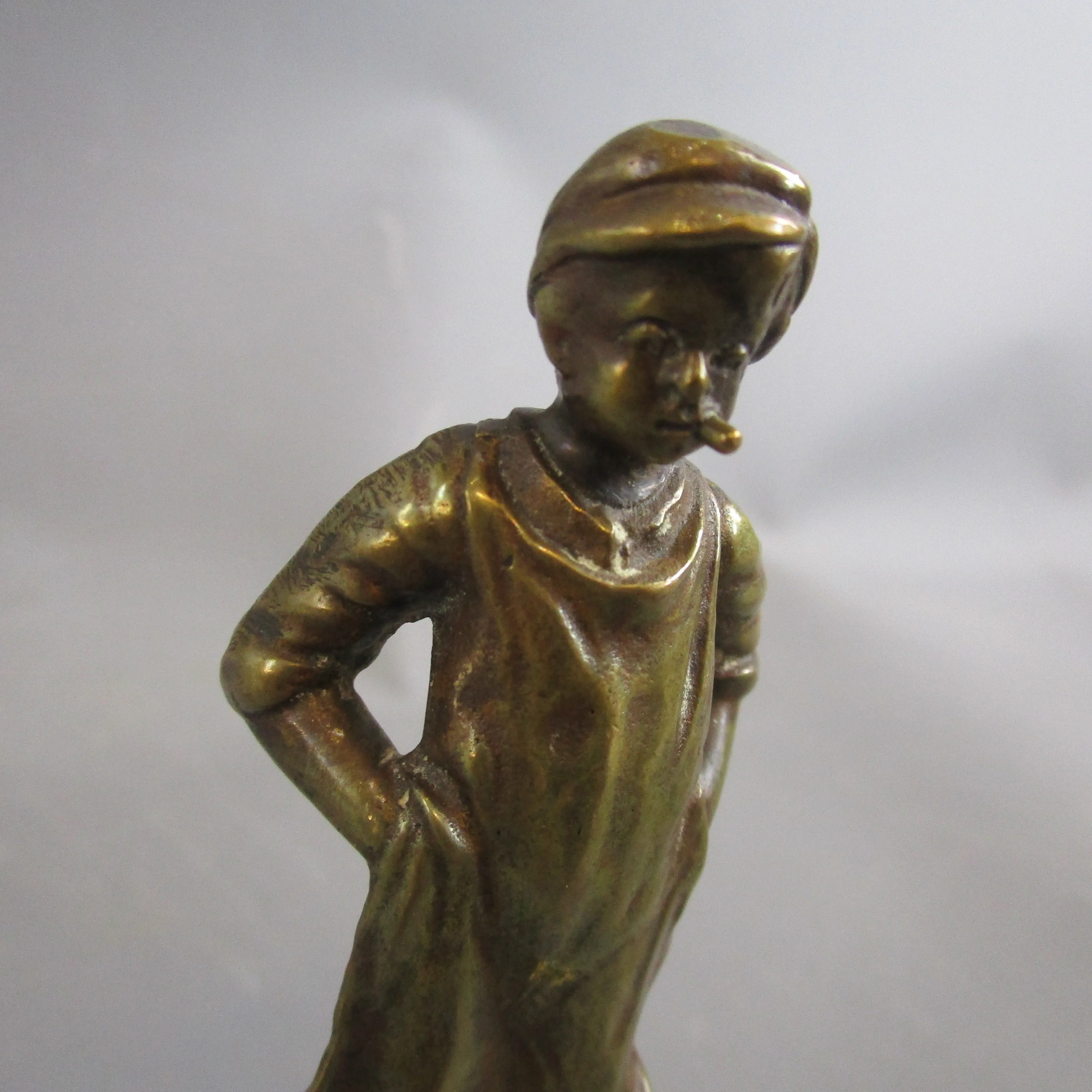 19th Century Bronze Apprentice Boy Smoking Antique Victorian c1840