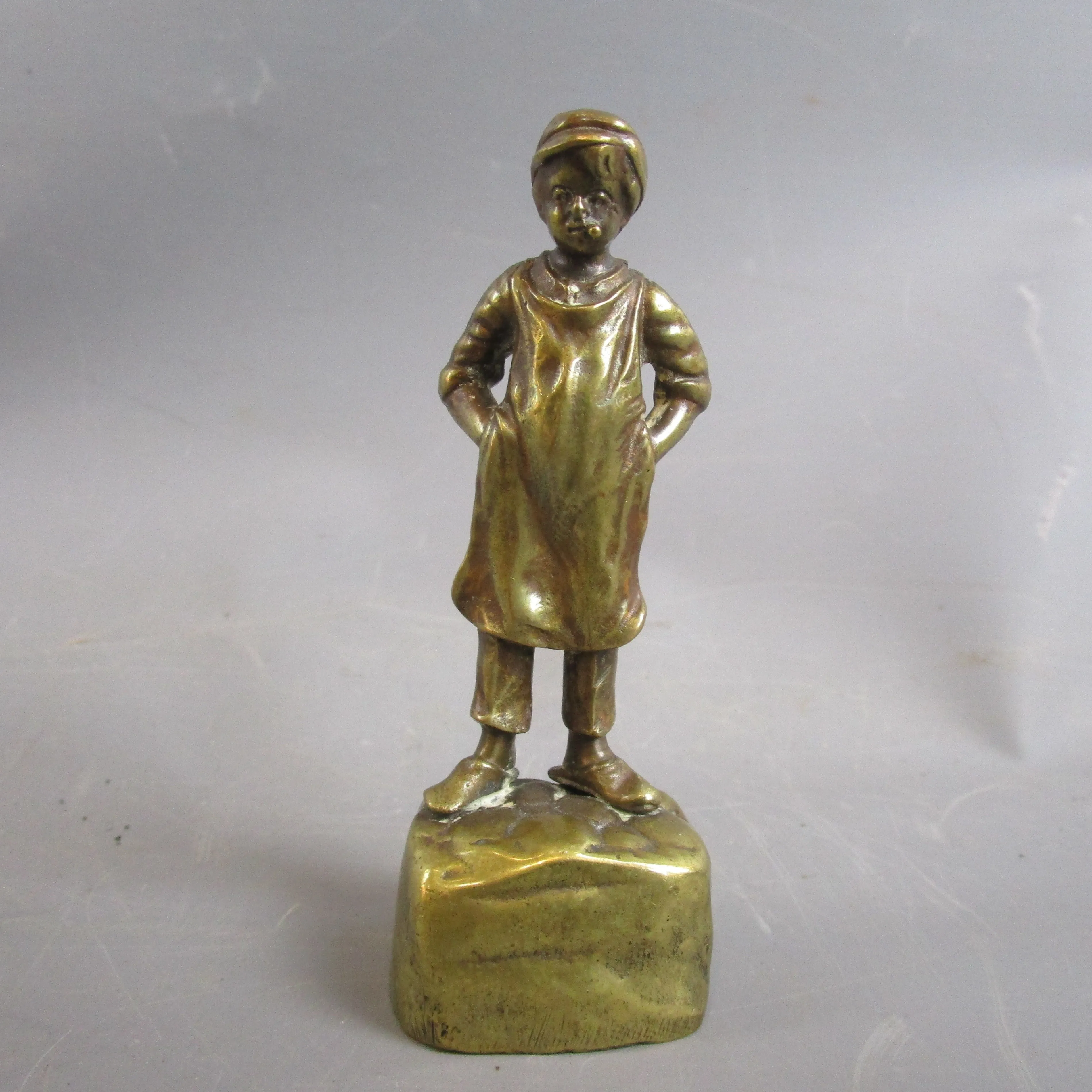 19th Century Bronze Apprentice Boy Smoking Antique Victorian c1840