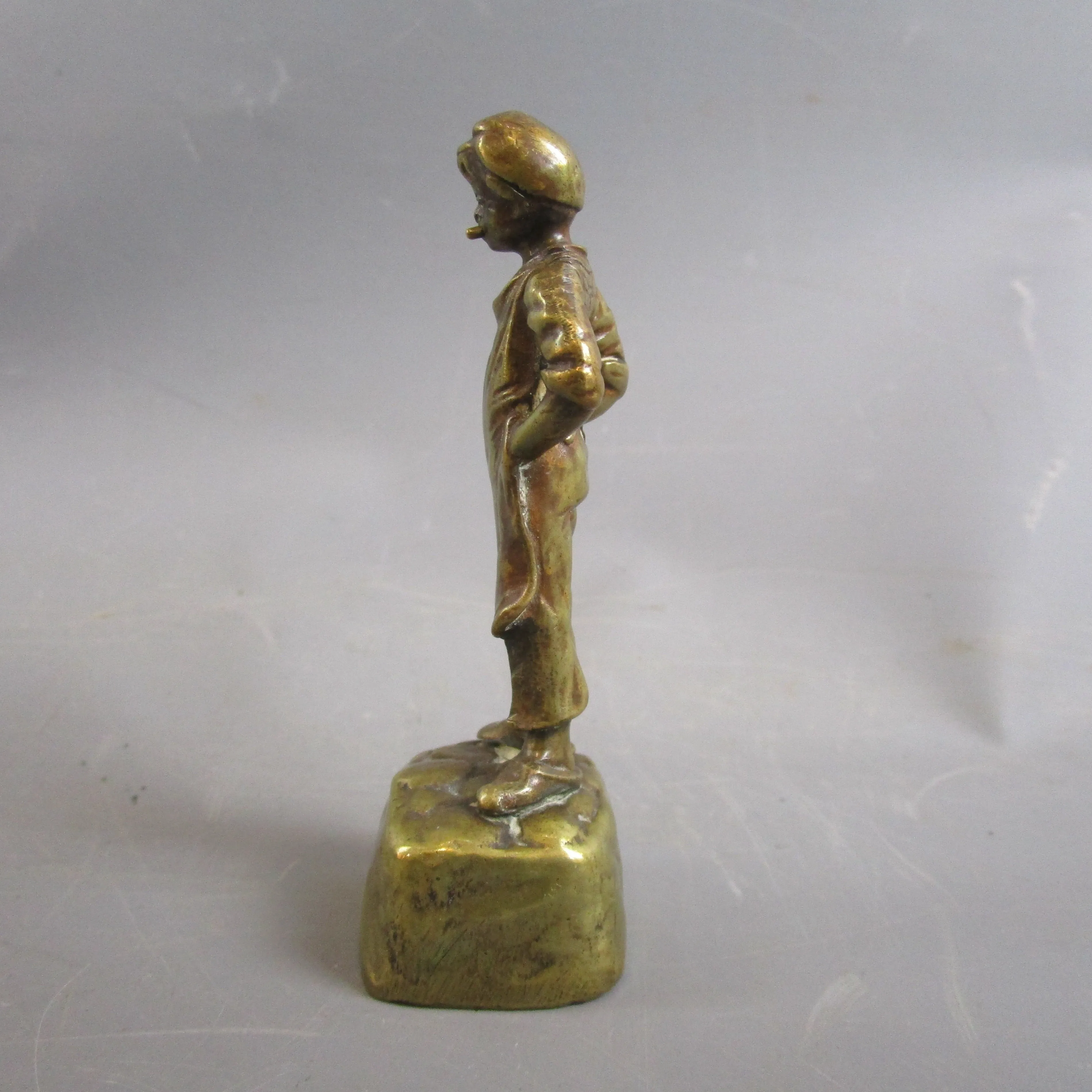 19th Century Bronze Apprentice Boy Smoking Antique Victorian c1840