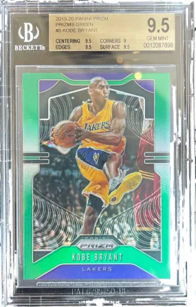 2019-20 Panini Prizms Green #8 Kobe Bryant Graded by Beckett (9.5)