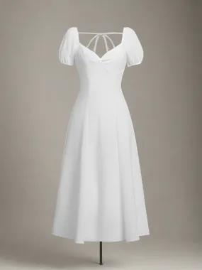 Adeline White Maxi Dress with Puff Sleeves