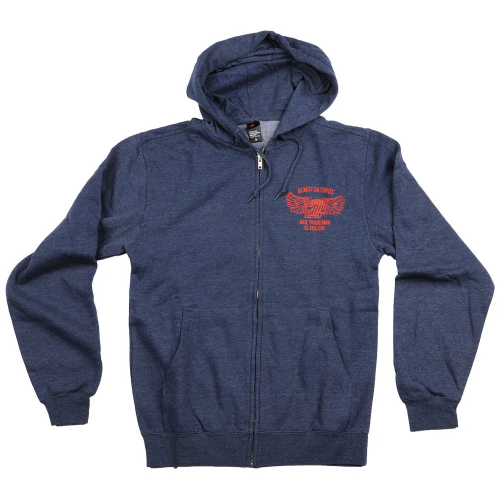 Almost Steel Horse Zip Hooded Men's Sweatshirt - Navy/Heather