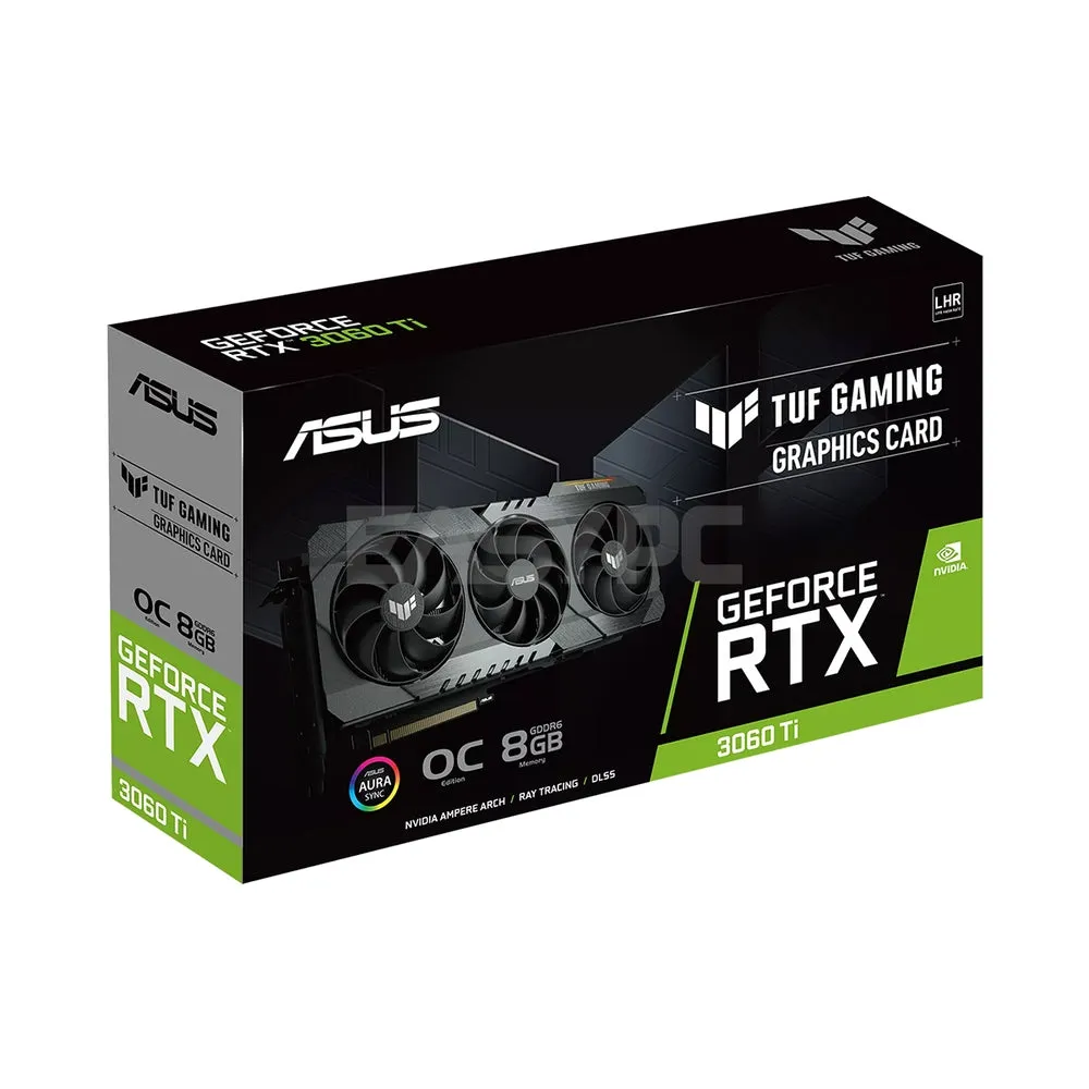 Asus TUF NVIDIA® GeForce RTX 3060Ti V2 OC Edition 8gb 256bit GDdr6 with LHR, Axial Tech Upgrade, Gaming Videocard