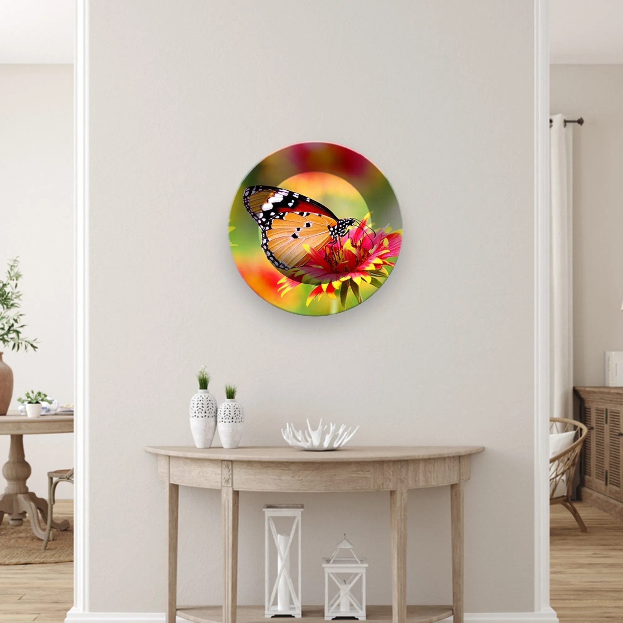 Beautiful Butterfly Ceramic Wall Plate Painting