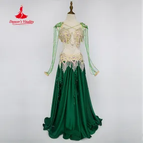 Belly Dance Performance Costume Suit Customzied for Women Senior Stones Bra Belt Skirt Oriental Belly Dancing Competiton Outfit