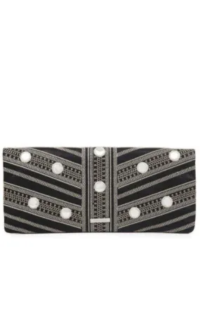 Black Leather Fold Over Clutch