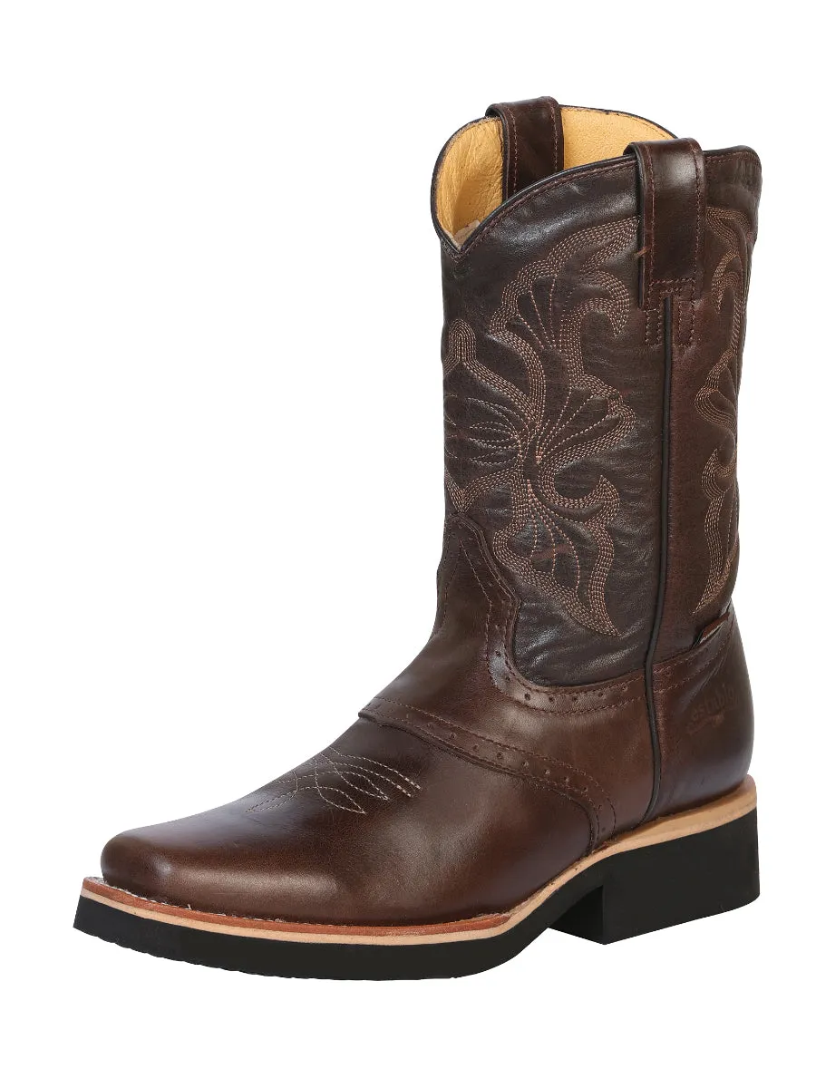 Botas de Trabajo Rodeo de Tubo Pull-On con Punta Suave de Piel Genuina para Hombre 'Establo' - ID: 33557