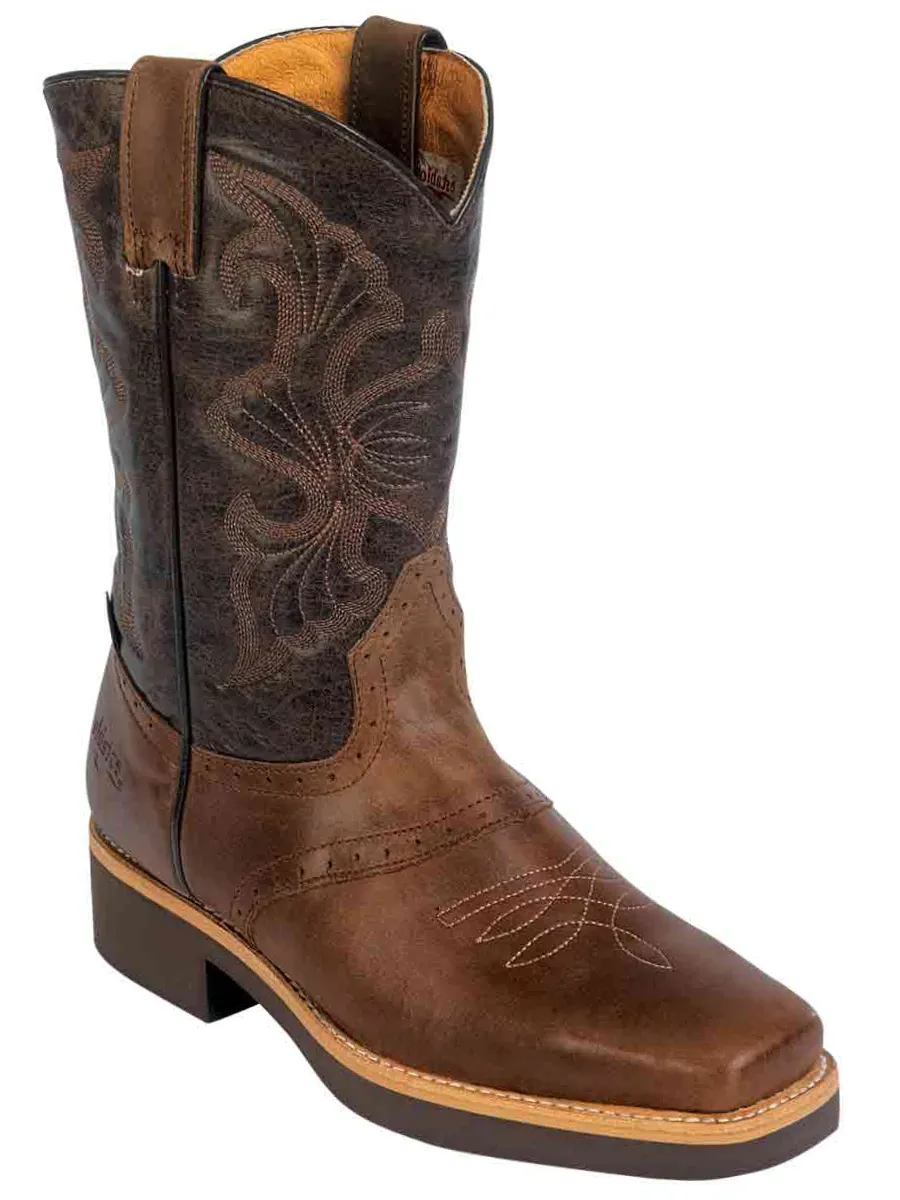 Botas de Trabajo Rodeo de Tubo Pull-On con Punta Suave de Piel Genuina para Hombre 'Establo' - ID: 33557