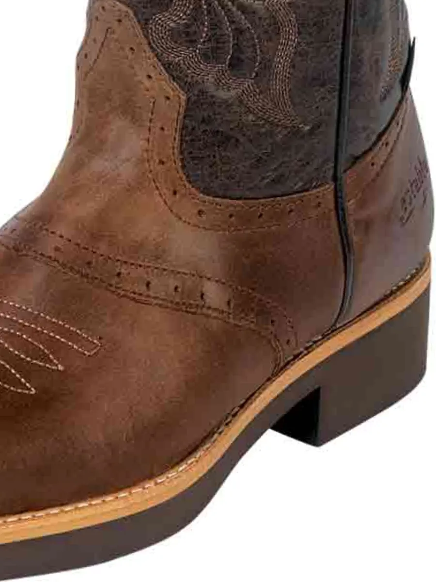 Botas de Trabajo Rodeo de Tubo Pull-On con Punta Suave de Piel Genuina para Hombre 'Establo' - ID: 33557