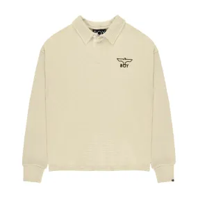 BOY WAFFLE RUGBY SWEATSHIRT - OFF WHITE