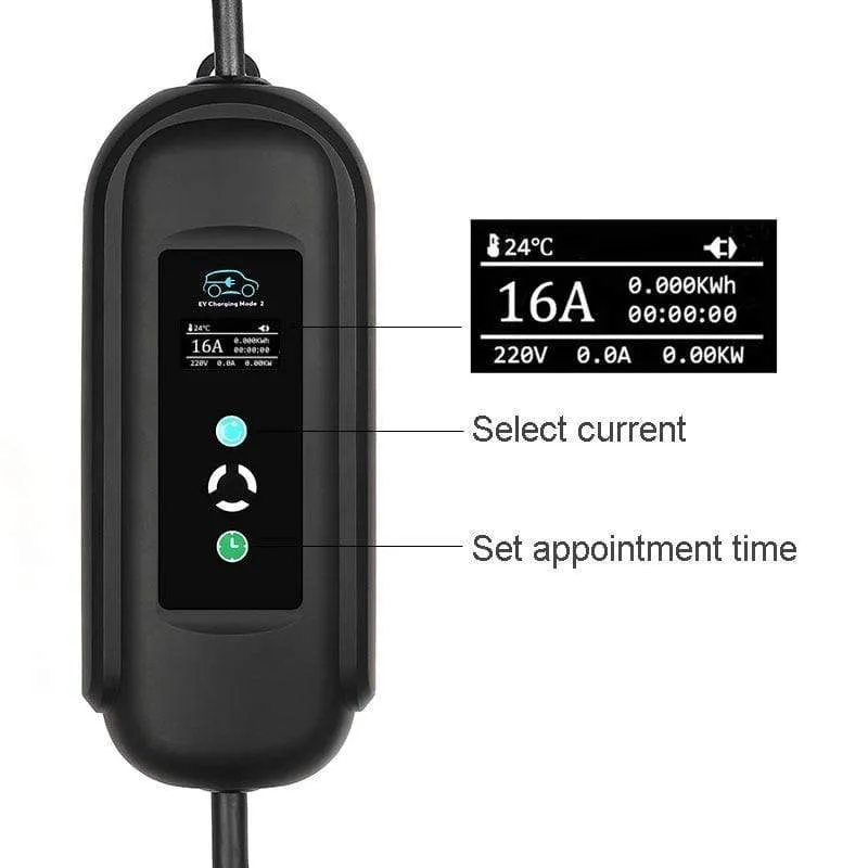 Charge Timer EV Charger Cable Type 1 J1772 Type 2 IEC62196 Timer Function Mobile EVSE Electric Vehicle Car Goods Factory