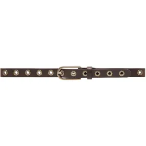 Cool narrow belt with details / 11478 - Brown/Brass