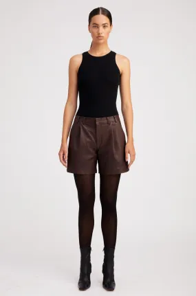 Dark Chocolate Leather Trouser Shorts