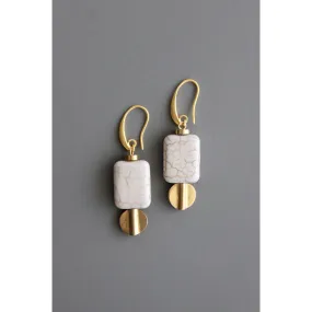 David Aubrey Jewelry - BKNE07 Gray magnesite and brass earrings