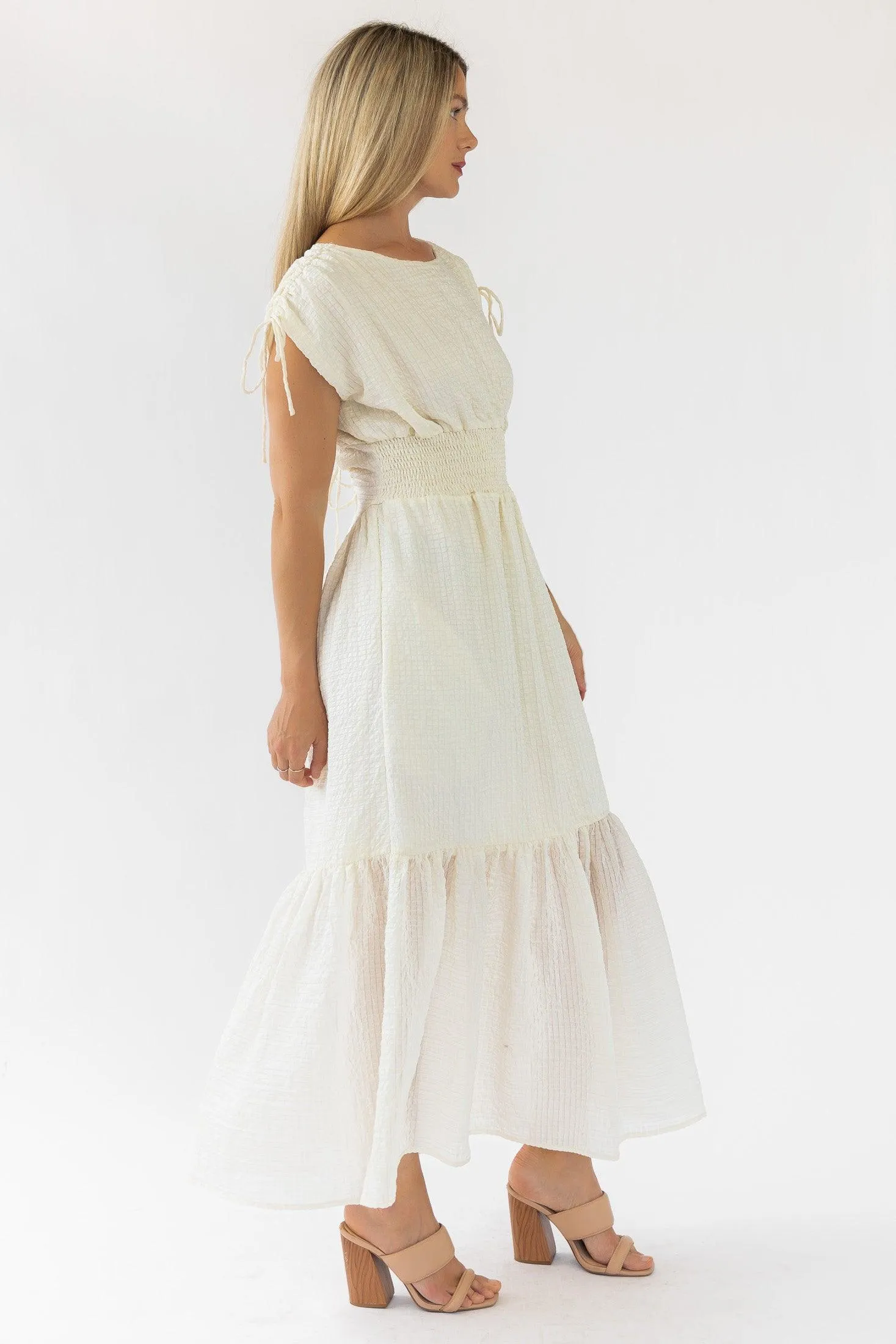 Delia Ivory Textured Maxi Dress - Final Sale