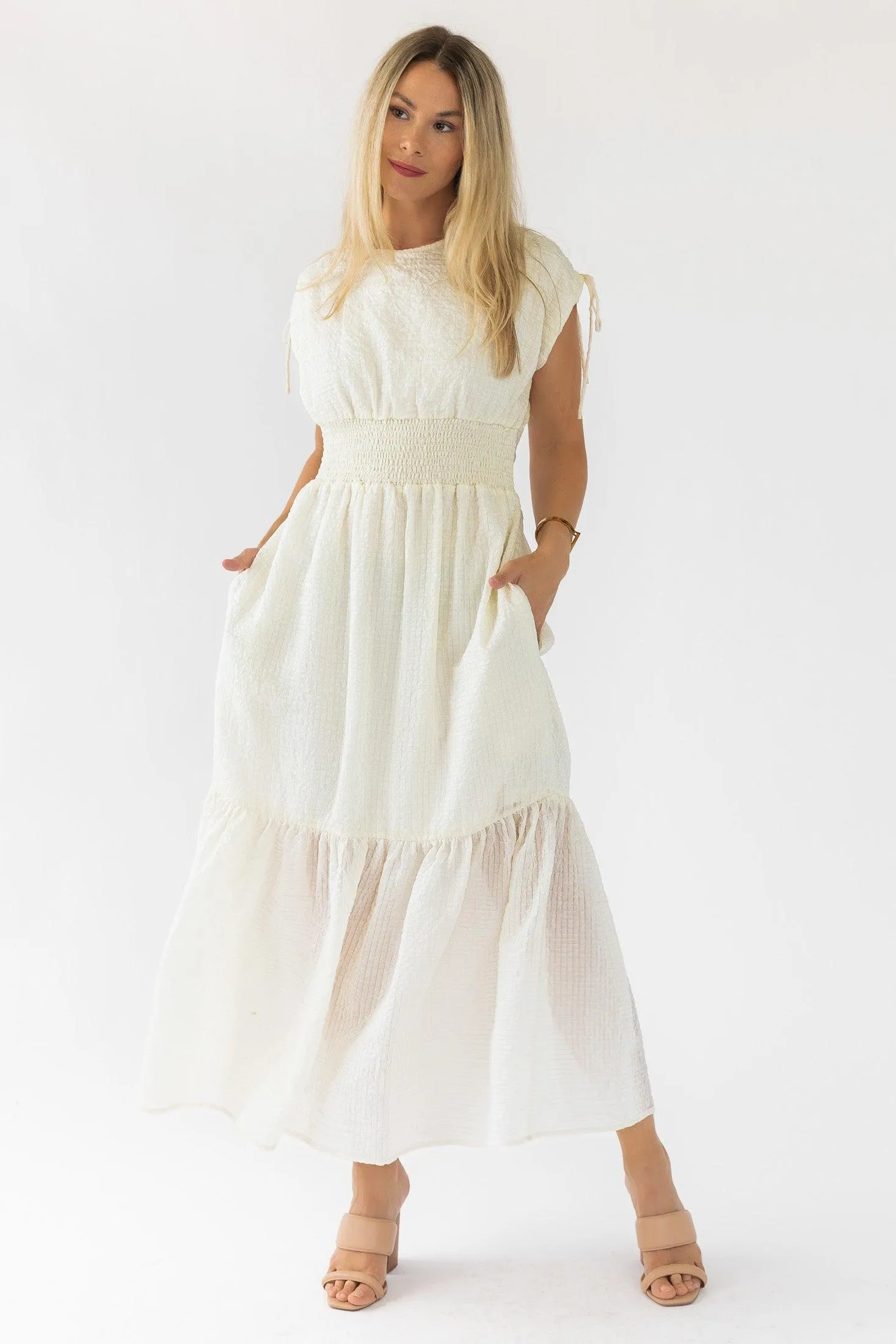 Delia Ivory Textured Maxi Dress - Final Sale