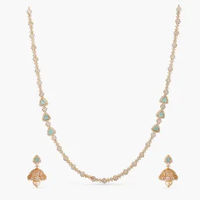 Floral Delicate CZ Long Necklace Set