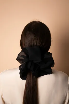 Giga Scrunchie in Black Silk Organza