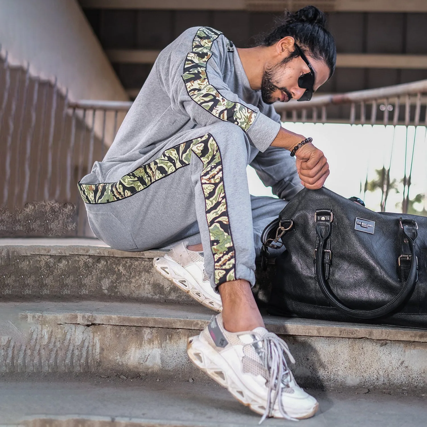 Grey Oversized Camo Taped Combo Tracksuit