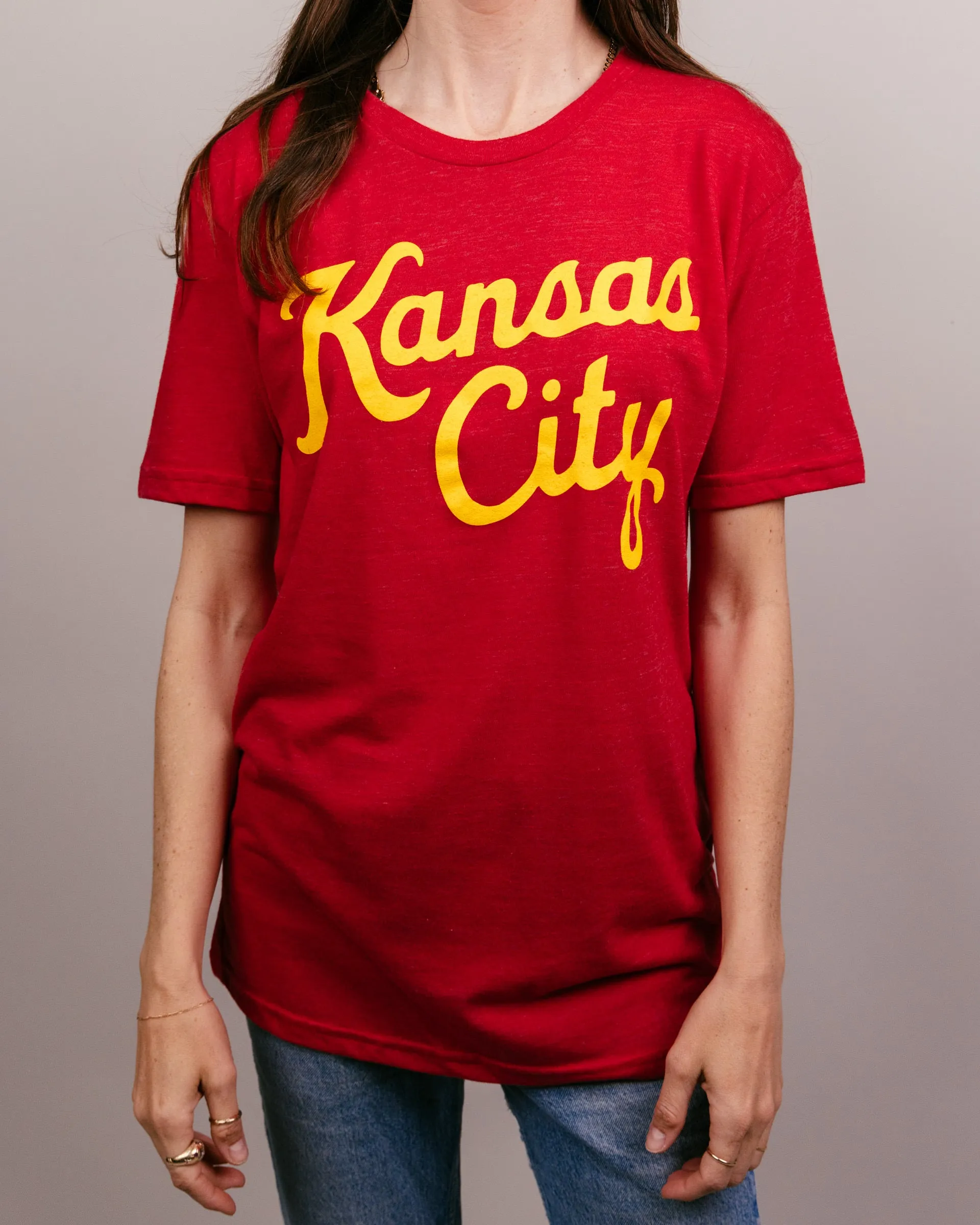 Heather Red Kansas City Script T-Shirt