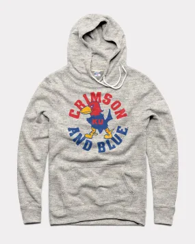 KU Crimson and Blue Athletic Grey Hoodie