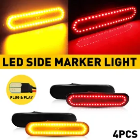 LED Side Marker Light for 2002-2005 Honda Civic Si EP3 3 Door, Smoked Lens Amber Red Front Rear Bumper