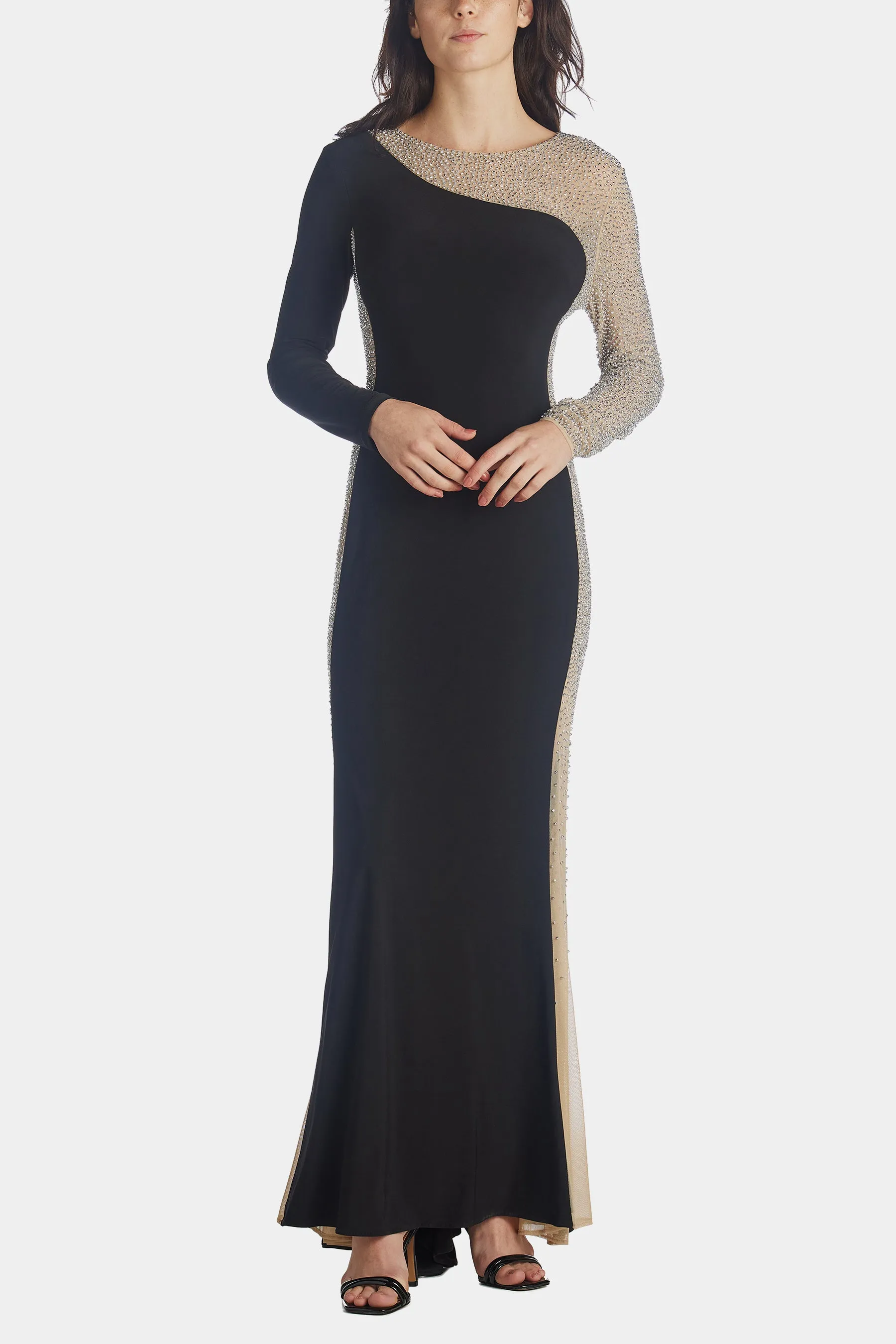 Long Ity Beaded Long Sleeve Dress