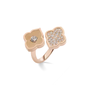 LUCE COLOUR - RING TOI ET MOI ROSE GOLD PAVE BRUSHED GOLD & 1 DIAMOND