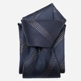 Milano - Silk Jacquard Tie - Navy and Gold