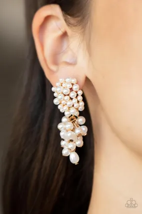 Paparazzi Fabulously Flattering - Gold Pearl Earrings