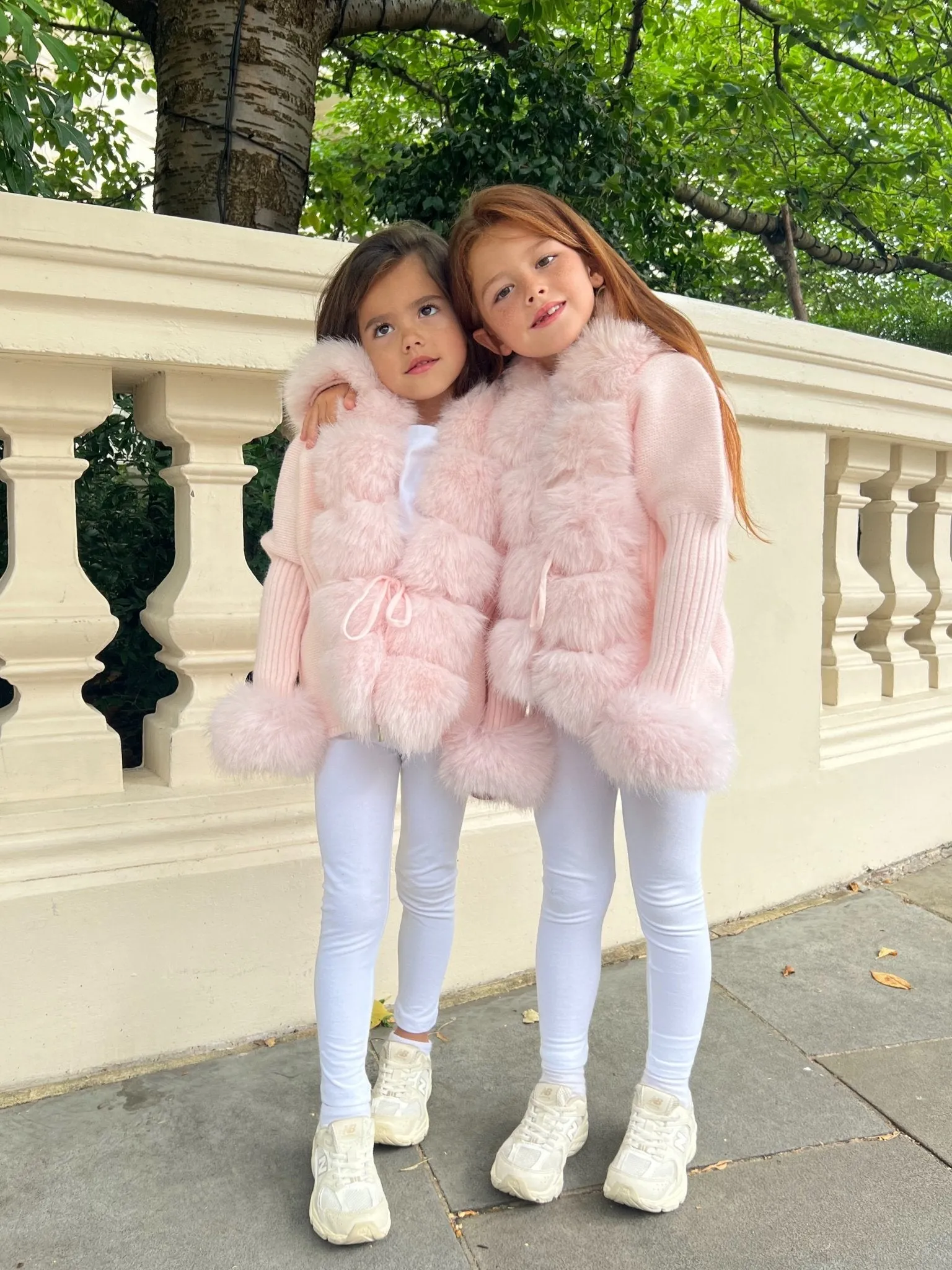 Pink Premium Faux Fur Trimmed Cardigan