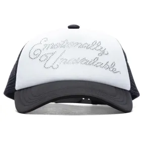 Rhinestone Trucker Hat - Black/White