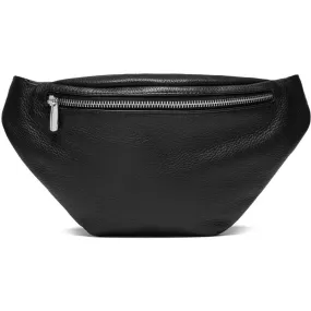 Soft leather bumbag in high quality / 12556 - Black (Nero)