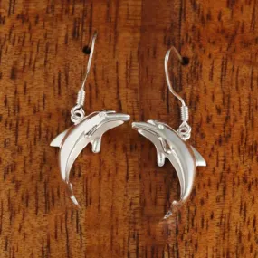 Sterling Silver Dolphin Hook Earrings