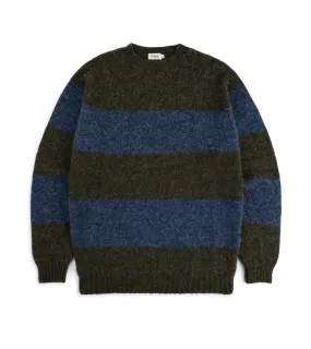 Trunk Carter Wide Stripe Crew Neck Sweater: Dark Olive