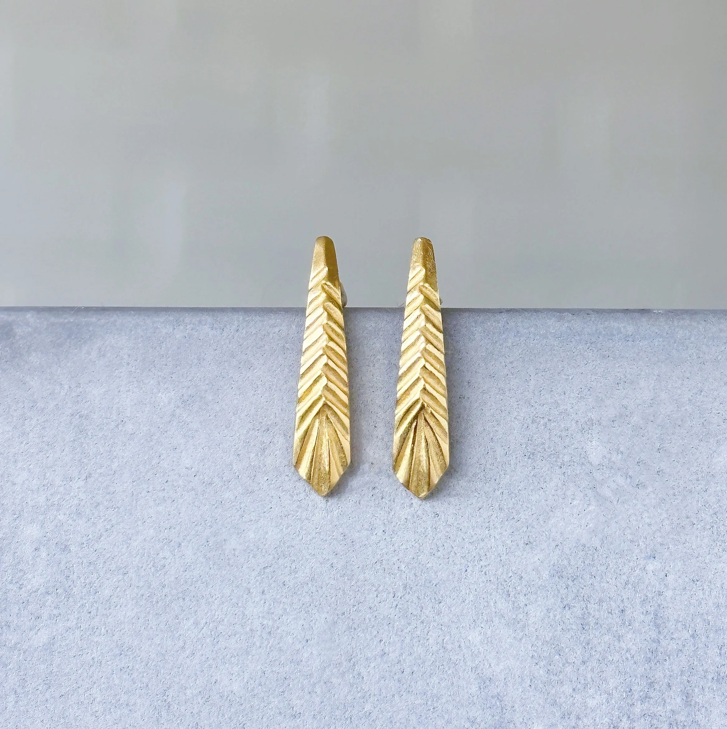 Vermeil Tapered Herringbone Stud Earrings