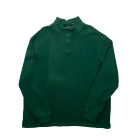 Vintage 90s Green Polo Ralph Lauren Quarter Zip Sweatshirt - Extra Large